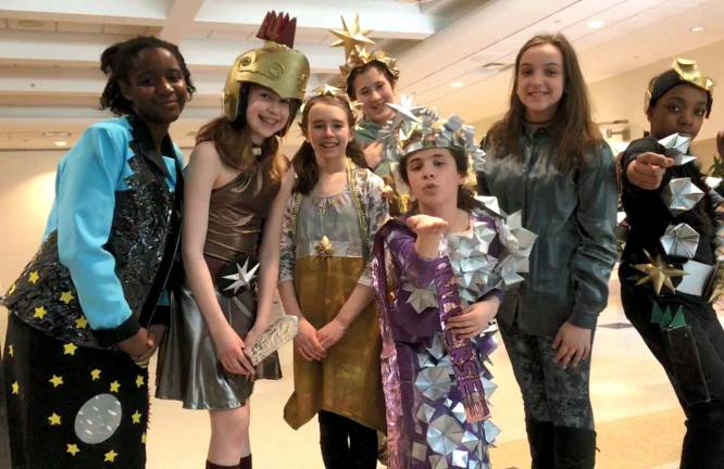 Middle School Triathlon Travels Team: Back row, from left to right: Naa Korkoi &#x201c;Kooki&#x201d; Aryeetey, Olivia Holland, Ava Gell, Rachel Powers, Julie Woods and Jay Seward. And in front, blowing the kiss: Alexa Keys.