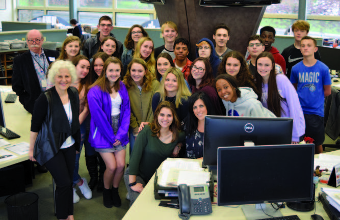 Extra, extra. Read all about it Photo by Pete Pinto Left to right: (back row) Bob Quinn, Warwick Advertiser managing editor, Maximus Berryman, Charlotte O'Connor, Matt Traverso, Conor Borthwick, Ethan Wilkins, Jack Rampe.Channing Prins, Morgan Sheridan, Ruby Glynn, Julius Caraballo, Chloe Cullen, Frank Costantino, Dylan Haggart. Jeanne S., Michelle Graff, Annali Valentin, Jacqueline Smith, Stephanie Gratzel, Mia Silvestri, Nicole Rice, Cameron Quinn, Chané Garvey, Elizabeth Centorrino, Kristen Desrats. (Sitting) Isabella Zayas, Carrie-Lynn Taylor, WVHS journalism teacher.