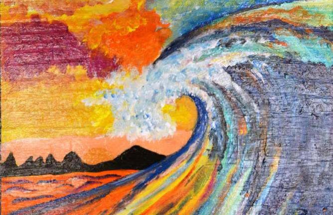 Art that will rock you This is Warwick Valley High School teacher Jordan Church's Ocean design for one of the chairs that will be auctioned during the district wide art show on May 3.