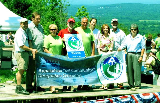 Warwick declared the state's first Appalachian Trail community Photo by Ed Bailey Celebrating the Town of Warwick's designation as the first Appalachian Trail Community in New York State are: Ed Goodell, executive director of the Trail Conference; Village of Florida Mayor Jim Pawliczek; Greenwood Lake Mayor Barbara Moore; Warwick Town Supervisor Michael Sweeten; Gene Giordano; Pamela Underhill, Park Manager, Appalachian National Scenic Trail National Park Service; U.S. Rep. Nan Hayworth; Mark Menger; and Karen Lutz, director Mid- Atlantic Region.