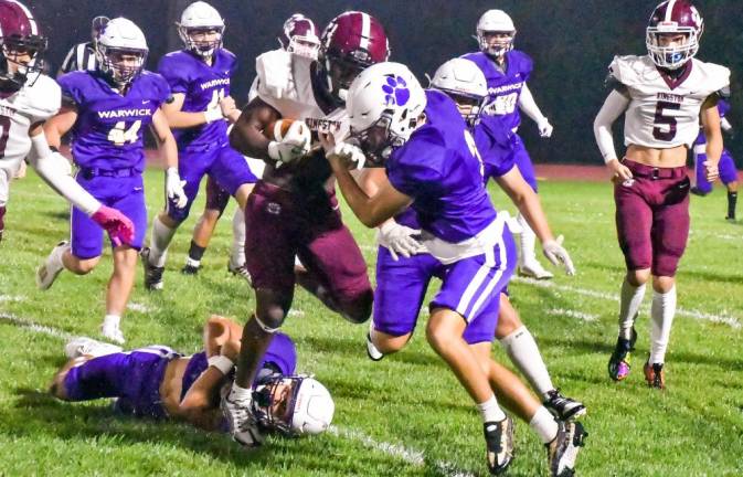 Warwick varsity football wins third Warwick defensive back Michael Accardo.
