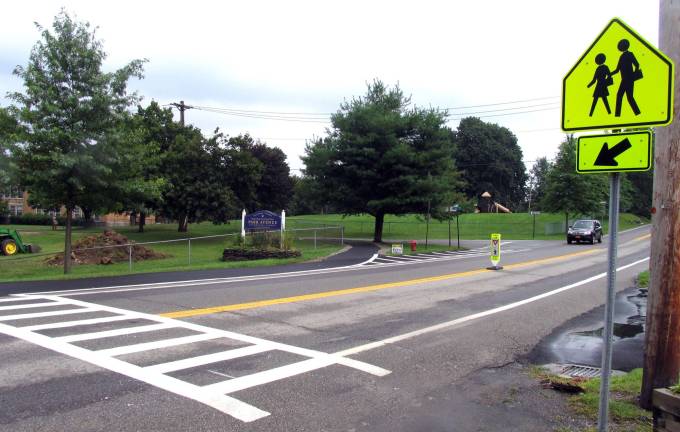 Walking to school - like the old days Photo by Roger Gavan The New York State Department of Transportation has striped a new crosswalk at the intersection of 17A and Overlook Drive by the Park Avenue Schoool.