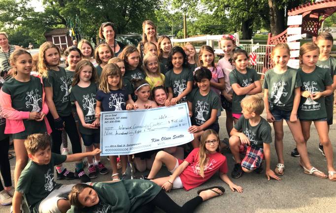 Warwick Art & Soul Jr. Entrepreneur students earn $928 for Warwick Valley Community Center Photo by Cheryl Ann Wilson Students enrolled in Kim Olsen Scotto's Art & Soul Jr. Entrepreneur recently raised $928 selling their art/crafts to the public. The proceeds from their sales were donated to the Warwick Valley Community Center.