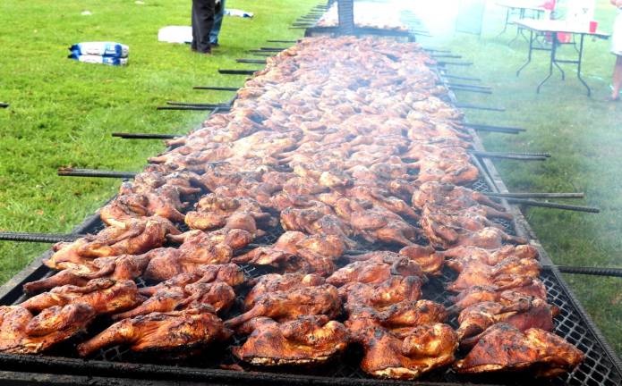 Chickens prepared by local chef Mike Coleman of Mike’s Custom BBQ.