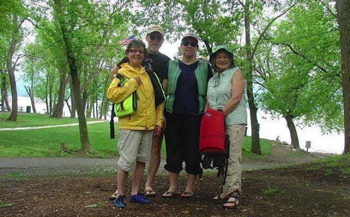 To row for peace Pictured here are Alice McMechen, Tom Houghton, Sarah Scott and Patricia DeBruhl after practice paddle on the Hudson River.