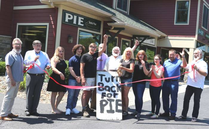 Noble Pies celebrates tenth anniversary with Warwick Chamber ceremony Photo by Roger Gavan On Tuesday, July 3, local, county and state officials along with members of the Warwick Valley Chamber of Commerce joined the owners of Noble Pies to celebrate their tenth anniversary.