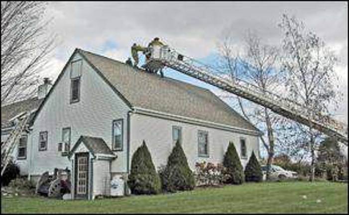 Warwick EMS and firefighters rescue construction worker rescued from roof Warwick EMS and firefighters rescue construction worker rescued from roof