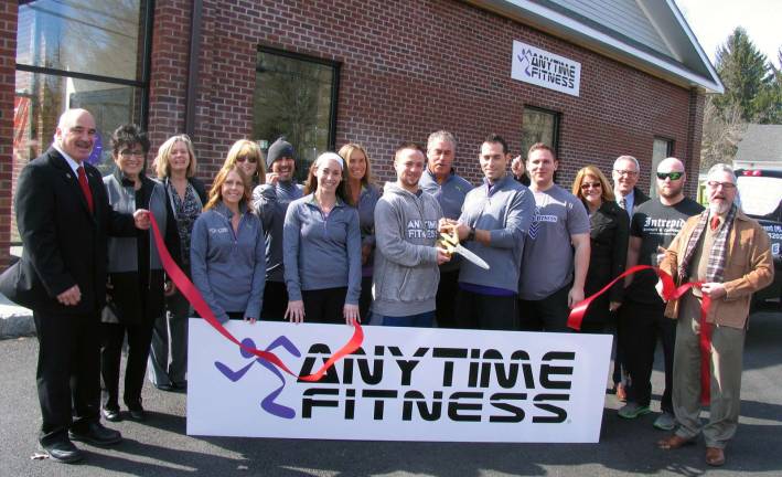 Anytime Fitness 24-hour gym hosts grand opening Photo by Roger Gavan On Monday, March 7, Town of Warwick Deputy Supervisor James Gerstner (far left), Mayor Michael Newhard (far right) and members of the Warwick Valley Chamber of Commerce joined the Klein family (center), owners of Anytime Fitness, and their staff for an official grand opening ribbon-cutting.