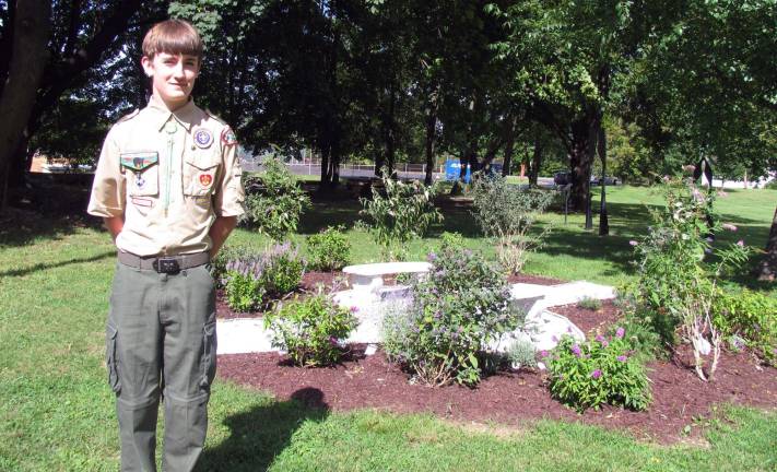 Eagle Scout candidate builds butterfly garden at Hallowed Grounds Photo by Roger Gavan Eagle Scout candidate Robert Keane outside the butterfly garden he constructed at Hallowed Grounds near Park Avenue School.