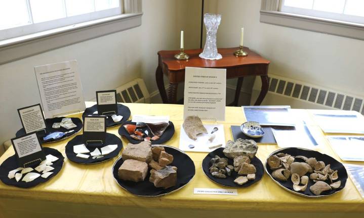 Historical society presented 'Fragments from the Past' event at Buckbee Center Photos by Roger Gavan George Knight reported that the team found painted Chinese porcelain dating to around 1790, a mouth harp from between 1650 and 1750, an 1803 U.S. Large Cent, a clay pipe marked with the Freemasons symbol on one side and the Liverbird, the emblem of Liverpool, England, on the other, along with a stem section stamped ‘Liverpool.