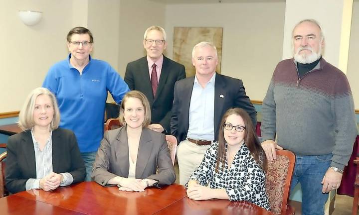 The new Chamber of Commerce Executive Board: From left, Secretary Kimberly Starks, Second Vice President Michael Hodge, First Vice President Valerie Zammitti, Michael Johndrow, President James Mezzetti, Treasurer Susan Ronga and past President John Redman