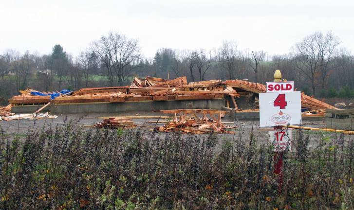Orange added to disaster declaration Photo by Roger Gavan This home under construction in Apple Ridge Estates in Warwick was destroyed.