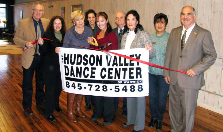 Hudson Valley Dance Center of Warwick celebrates grand opening Photo by Roger Gavan From left, Michael Johndrow, executive director of the Warwick Valley Chamber of Commerce, Board member Susan Ronga, ownerís family friend Jil Chrest, Board member Vikki Garby, Dance Center Director Marguerite McNeilly, Chamber Secretary Doug Stage, McNeilyís mother, Barbara Scherr, Chamber First Vice President Sherry Bukovcan and Town of Warwick Deputy Supervisor James Gerstner.