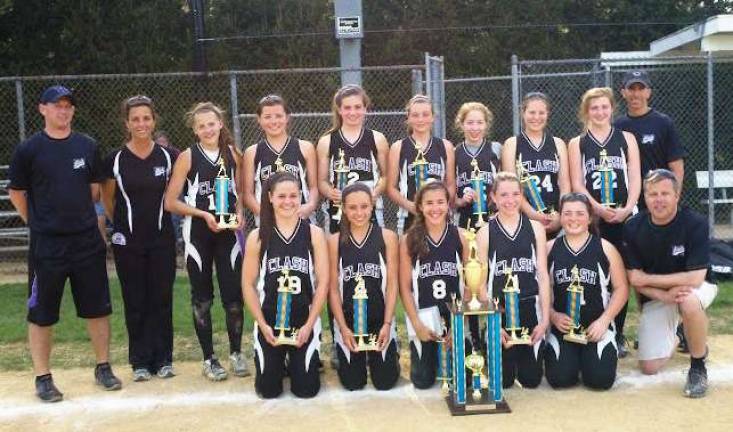 NY Clash 14U travel team win third championship The NY Clash 14U travel team are, beginning in the front row: Chrissy Straub of Warwick, Abigail Coppola of Warwick, Alycia Bellido of Warwick, Lindsey Schuessler of Pine Bush, Sarah Wierzbicki of Florida and Coach Shawn Hilling; and standing in back: Coach Shawn Myers, Coach Pam DiGuilio, Isabelle Hilling of Vernon, N.J., Taylor Wierzbicki of Florida, Ciarra DiGuilio of Warwick, Alyssa Carpiniello of Warwick, Lindsay Verrico of Vernon, N.J., Brianna Cicoria of Monroe, Meaghan Silsby of Goshen and Coach Ray Coppola.