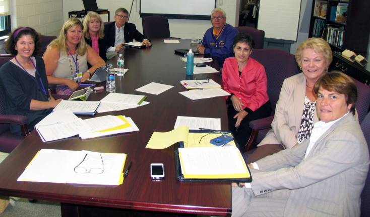Warwick joins with other school districts to save public education Photo by Roger Gavan Clockwise from left: Warwick Valley School Board Vice President Lynn Lillian; school board member Sharon Davis; Maureen Westphal, communications specialist for the Warwick Valley School District; School Board President Dave Eaton; Warwick School Superintendent Dr. Raymond Bryant; Louise Hutchison, communications specialist for the Warwick Valley School District; Susan Doyle representing the Orange County School Boards Association; and Robbie Greene, superintendent Washingtonville Schools.
