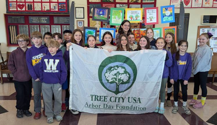 Warwick. Arbor Day poster contest and tree planting Participants in the 2025 Arbor Day poster contest. Photo provided.
