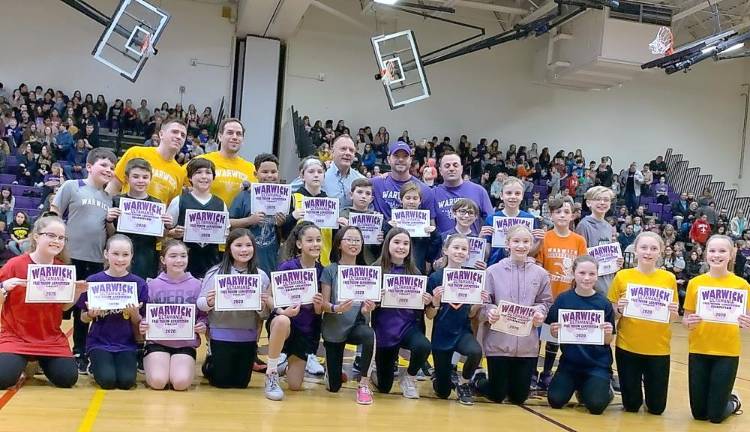 Warwick Champion Foul Shooters recognized at the 2020 Ultimania Faculty Basketball Game.