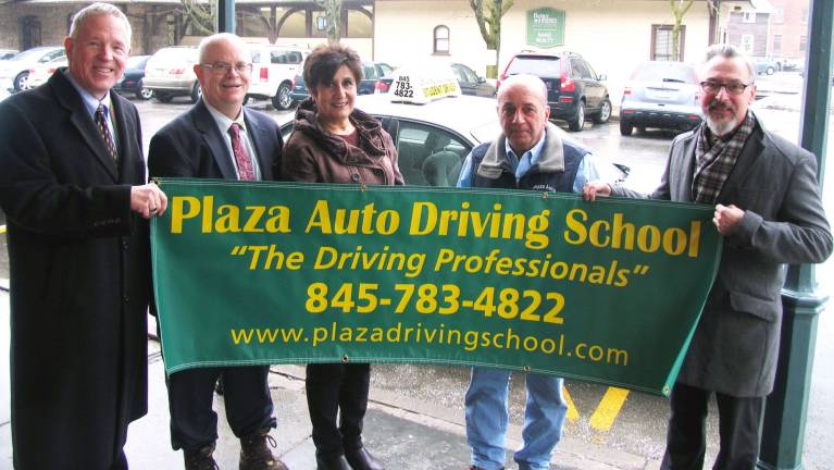 Plaza Auto Driving School celebrates more than 50 years serving Orange County Photo by Roger Gavan On Wednesday, February 28, Village of Warwick Mayor Michael Newhard and members of the Warwick Valley Chamber of Commerce Board of Directors joined owner Charlie LaVerdi, a member of the Warwick Chamber, who is celebrating Plaza Auto Driving Schoolís more than 50 years serving Orange County. From left, Warwick Valley Chamber of Commerce Executive Director Michael Johndrow, Chamber Secretary Doug Stage, First Vice President Sherry Bukovcan, Charlie LaVerdi and Mayor Michael Newhard.