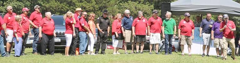 Town of Warwick Supervisor Michael Sweeton (right) introduced state, county and local officials present at the event.