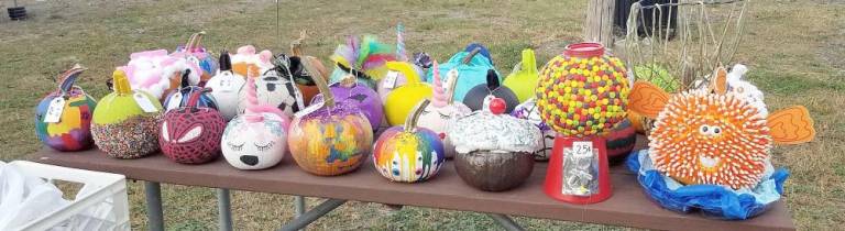 These are the entries in the second annual pumpkin decorating contest in the Village of Florida.