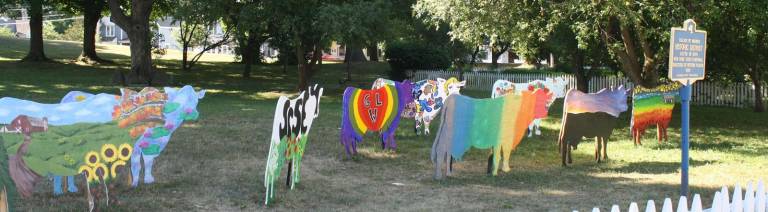 Follow the herd Photos by Linda Smith HancharickThese painted cows, commissioned by the Warwick Historical Society, will be auctioned at the society’s annual Party in the Park, set for Saturday, Aug. 25. Bidding is also available online at www.whsny.org.