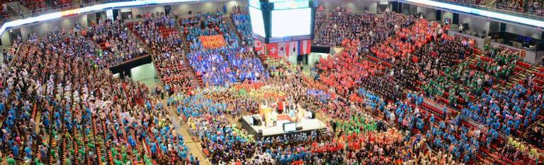 Warwick Odyssey of the Mind: Heading to the World Finals in Iowa The 2018 Odyssey of the Mind World Finals will be held May 23-26 at Iowa State University in Ames, Iowa. This is a scene from last year's World Finals awards ceremony.