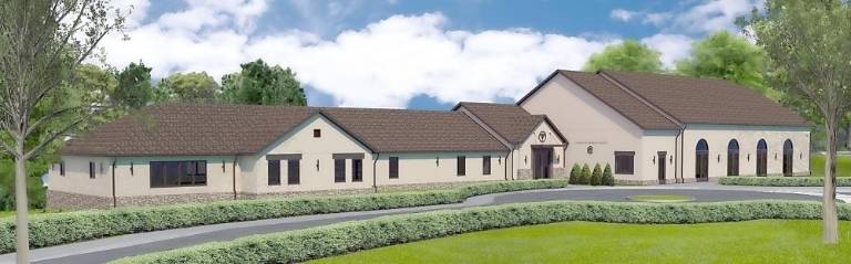 Chabad Rendering: Artist’s rendering of the new Chabad building n the Village of Monroe by architect Arthur Chabon.