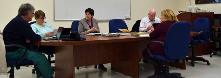 Florida School Board focuses on safety and security as it prepares new budget Photo by A.J. Arias Left to Right Howard Cohen, Meg Sgombick, Jan Jehring, Superindent of Schools, Timothy Beattie, Vice President, Leta L. Jagielski, District Clerk