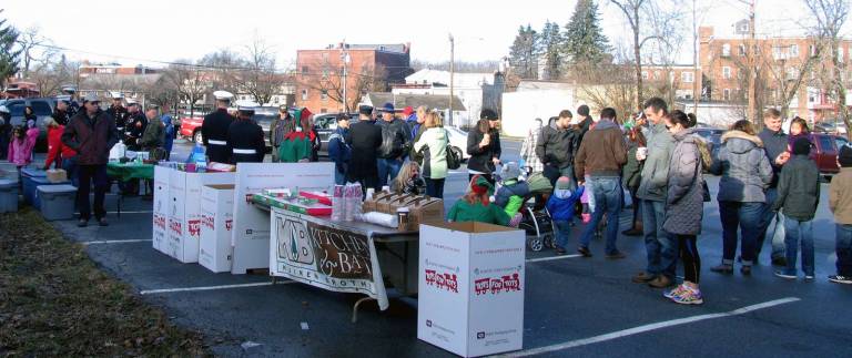 'Operation Toy Train' departs Warwick to deliver toys to needy families The train then departed for other Orange County communities to deliver boxes of gifts to needy children. Along the route, it stopped at five locations where residents and volunteers could drop off toys, learn about working railroad equipment and meet members of the Marine Corps.