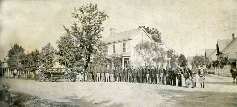 The Second Sunday Conversation Courtesy Archive of the Warwick Historical Society The Excelsior Hose Co. at the intersection of Main Street and South Street at what is now the corner of Lewis Park, circa 1875. The history of the Warwick Fire Department will be the topic at the Second Sunday Conversation on Dec. 10.