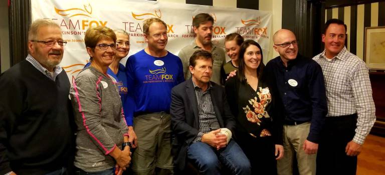 I run in memory of my parents Michael Robert Fish, pictured here on the right with Michael J. Fox and members of the Team Fox, ran his first marathon to raise awareness about Parkinson's Disease and to raise funds to help find a cure for the disease that took his parents of this Village of Florida resident.
