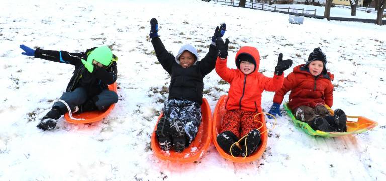 First snowfall of the season blankets Warwick area Photos by Roger Gavan The first snowfall this year ushered in the winter season and was welcomed by these youngsters in Stanley-Deming Park.