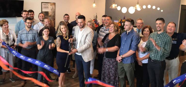 Innate Chiropractic Chester celebrates grand opening of new office Photo by Bea Arner On Friday, Sept. 7, members of the Warwick Valley, Goshen and Orange County Chambers of Commerce joined Innate Chiropractic Chester owners Dr. Anthony and Kasey Puglisi (center), their family members and friends, to celebrate the grand opening of their new state-of-the-art facility, located at 78 Brookside Avenue, Suite 148, in the Chester ShopRite Plaza.