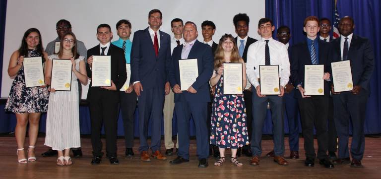Assemblyman Schmitt hosts his inaugural 99th Assembly District Students of Achievement event WASHINGTONVILLE. Award was created to recognize students from across the Assembly District who have made significant contributions to their school communities. Provided photo Assemblyman Colin Schmitt recently honored 15 students who attend schools within his district and presented each with an Assembly citation recognizing their achievements and contributions. Among them was Vidar Hageman of Warwick Valley High School.
