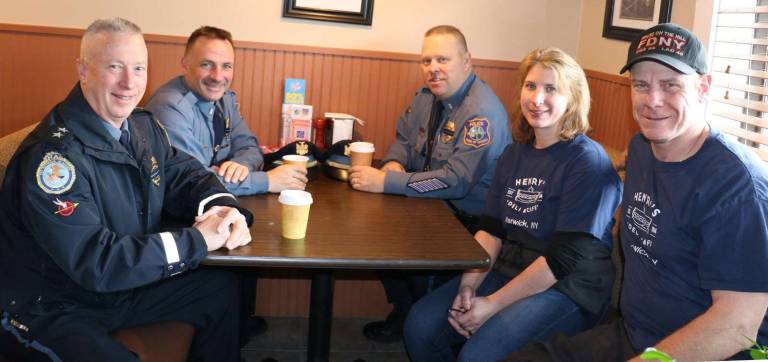 Warwick Police Department invites public to Coffee with a Cop at Henry's Deli on March 3 Photo by Roger Gavan On Saturday, March 3, “Coffee with a Cop” will be held from 10 a.m. to noon at Henry’s Deli and Café, 583 Seward Highway, Route 94 North between the Villages of Warwick and Florida. Clockwise from left, Warwick Police Chief Thomas McGovern Jr., Lt. John Rader, Lt. Tom Maslanka and Henry’s Deli and Café owners Karen and Phil McKenna.