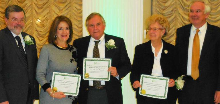 Hospice recognizes staff and volunteers at annual recognition dinner Provided photos Dan Grady, President/CEO, board members Barbara Naru and Vince Mazzie, hospice volunteer Dee Vavricka and Vice Chairman of the Board Joseph Smith.