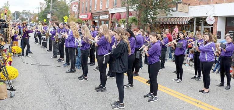 The Warwick Valley High School Band performs in front of the judges’ stand.