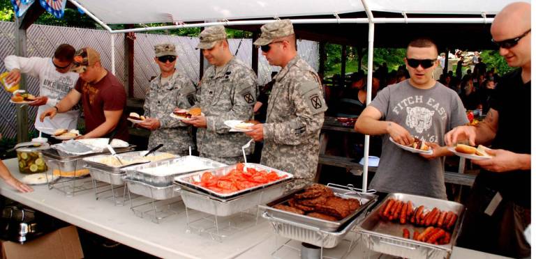 GWL American Legion host barbecue for troops Members of the U.S. Army's Tenth Mountain Division sample the barbecue at the Greenwood Lake American Legion Arthur Finneganís Post 1443.