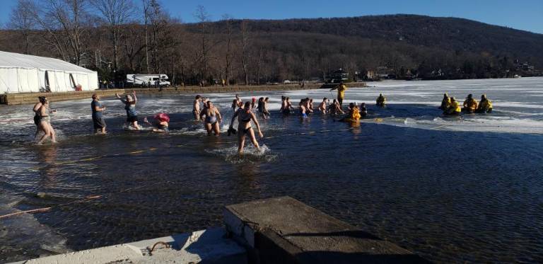 Some carnival-goers took a swim in 35-degree water.