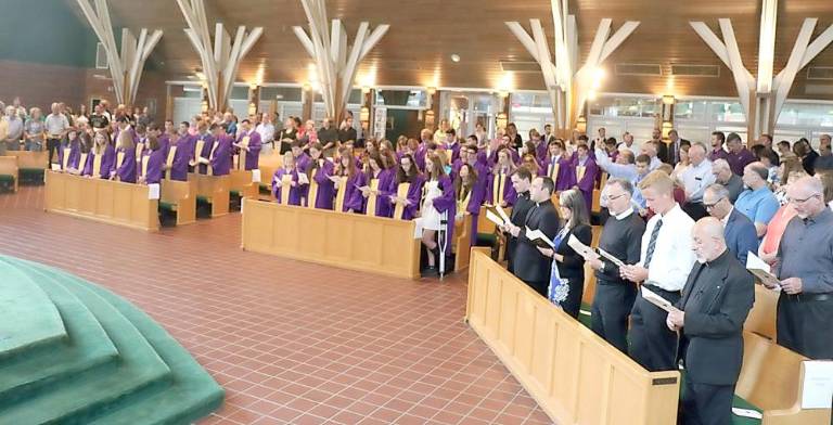 This is a photo from the 2019 Baccalaureate Ceremony, an inter-faith religious service held at the Church of St. Stephen, the first Martyr. Because of the restrictions prompted by the coronavirus, the ceremony this year will be held with a virtual slideshow on St. Stephen’s Website, www.ststephenchurchwarwick.org, later this month. File photo by Roger Gavan.