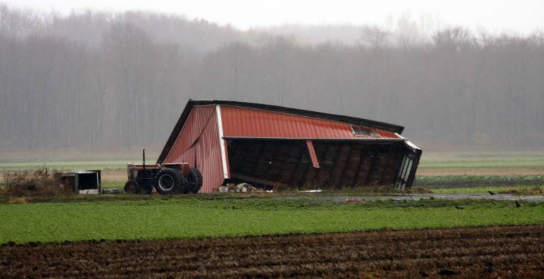 Orange added to disaster declaration Photo by Robert G. Breese A barn was blown over in the black dirt region of Pine Island off Pulaski Highway.