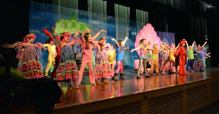 Little Mermaid, Jr.' takes the stage this weekend at WVHS Theatre Shown are the Sea Creatures (performing Under the Sea) and Sebastian (the Court composer).