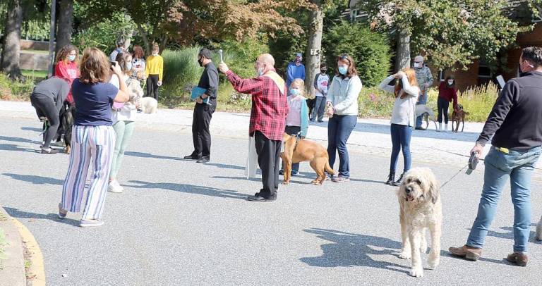 St. Stephen’s pastor, the Rev. Jack Arlotta, blessed each animal individually. Photos by Roger Gavan.