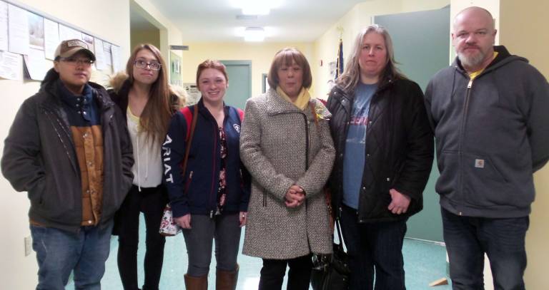 Horses were starved and killed on Middletown farm Animal advocates outside the courtroom in Greenville at DePaolo's arraignmentm from left: Zeena Cardenas, Samantha Sardo, Mikayla Coddington, Sonja Diaz, Lisa Bogert, and John Sibley. Sibley is the administrator of the Facebook page Justice for Hudson Valley Animals. Created during the Jeanne Ryan trial in Goshen, the page is now home to almost 1,500 members. Sardo boarded a horse with DePaolo that was starved. (Photo by Frances Ruth Harris)