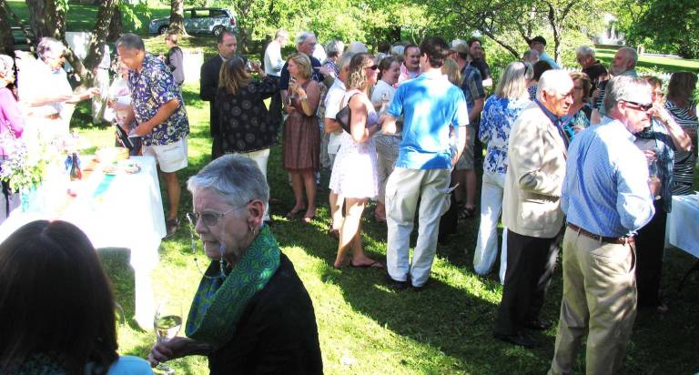 Vintage Warwick Seventy-five guests sampled wine and cheese from various districts in Italy while listening to jazzplayed by Michael Jackson during the Warwick Historical Society's 30th annuall wine and cheese party Held Sunday in Lewis Park.