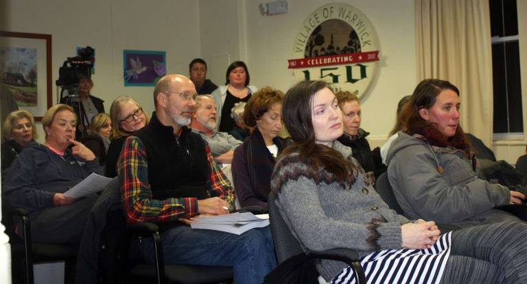 Village rejects eminent domain request Photos by Linda Smith HancharickResidents at Tuesday's Warwick Village Board meeting.