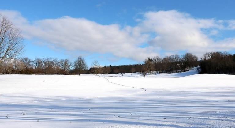 Hickory Hill golf course offers picturesque views after a snowfall.