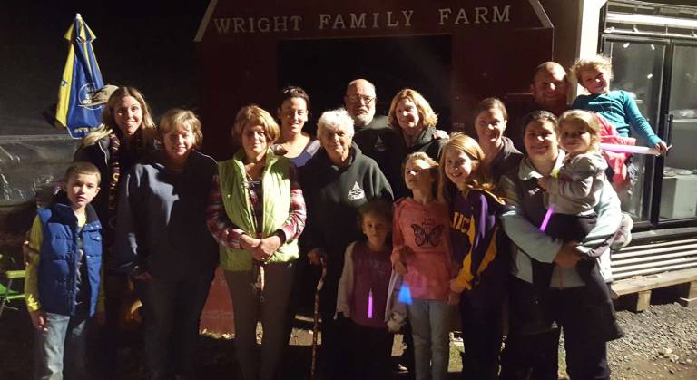 Light Up the Night for the Arts raises $1,436 for the Warwick Valley School District On Nov 1, The Warwick Arts & Music Booster Organization (WAMBO) and the Warwick Foundation for Excellence in Learning (WFEL) co-hosted the second annual Light Up The Night for The Arts at the Wright Family Farm, Back row: Vanessa Holland, Emily Colon, John Wright, Bobbie Wright, Meg Wright, Brendan Wright and Aubrey Wright; and in front: Connor Holland, Keely Blaickner, Susan Colon, Marion Wright, Olivia Vazquez, Maeve Wright, Olivia Holland, Jessica Wright and Layla Wright.