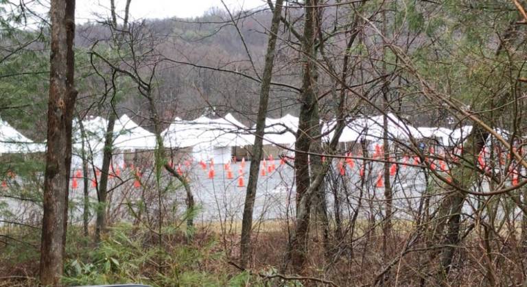 $!Tents and cones set up at the new mobile testing site at Bear Mountain's Anthony Wayne Recreation Area.