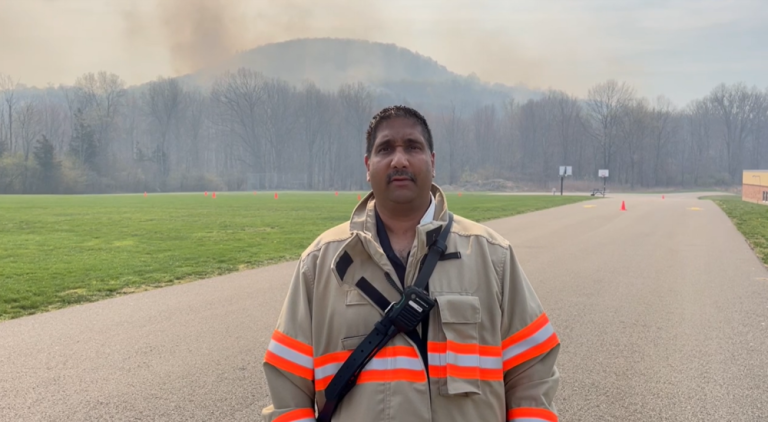 Brush fire: 98 acres extinguished after three-day fight Orange County Fire Coordinator Vini Tankasali on the scene of the Blooming Grove brush fire Friday afternoon. Photo: Orange County Government’s Facebook page